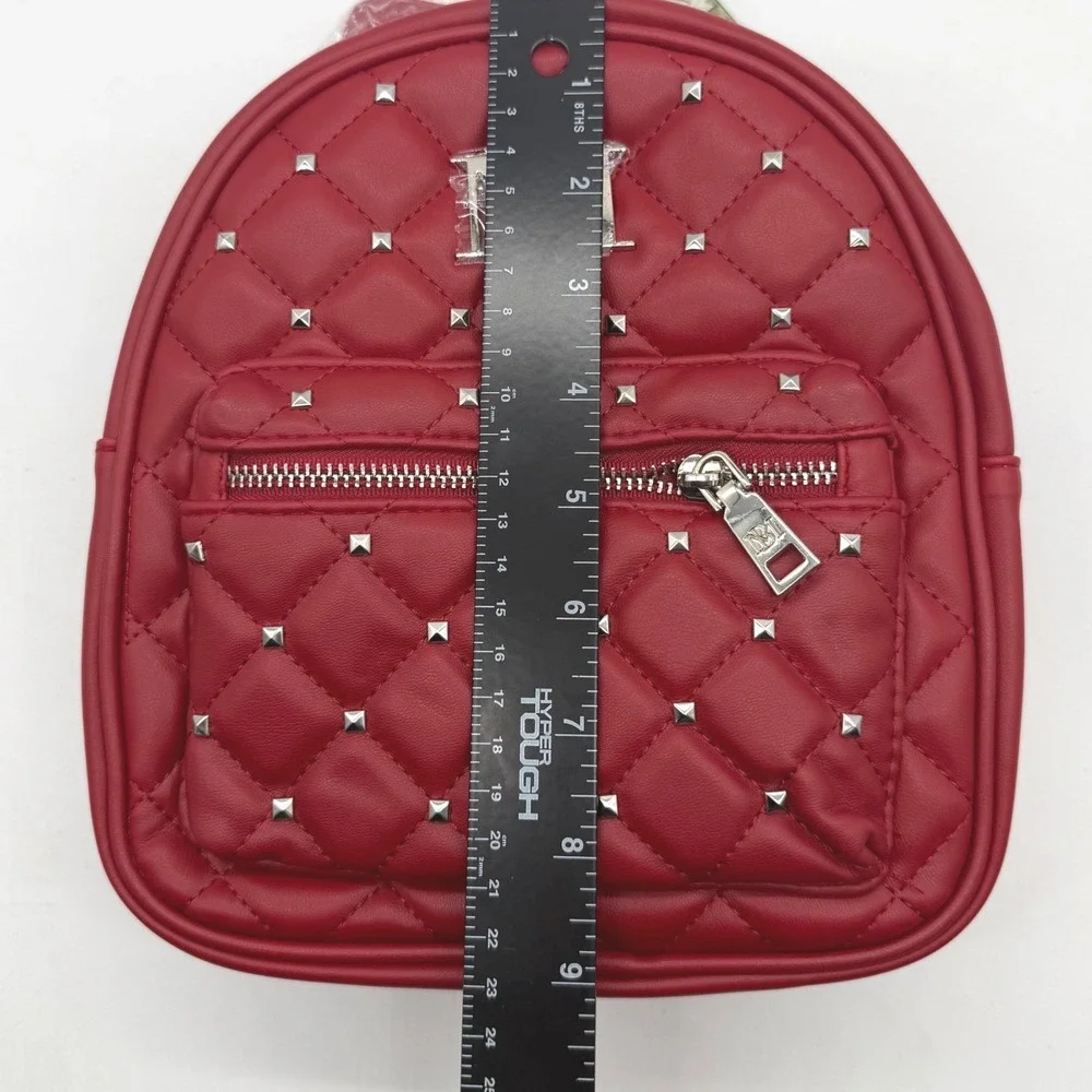 Badgley Mischka‎ Red Mini Studded Vegan Leather Backpack $99 NWT